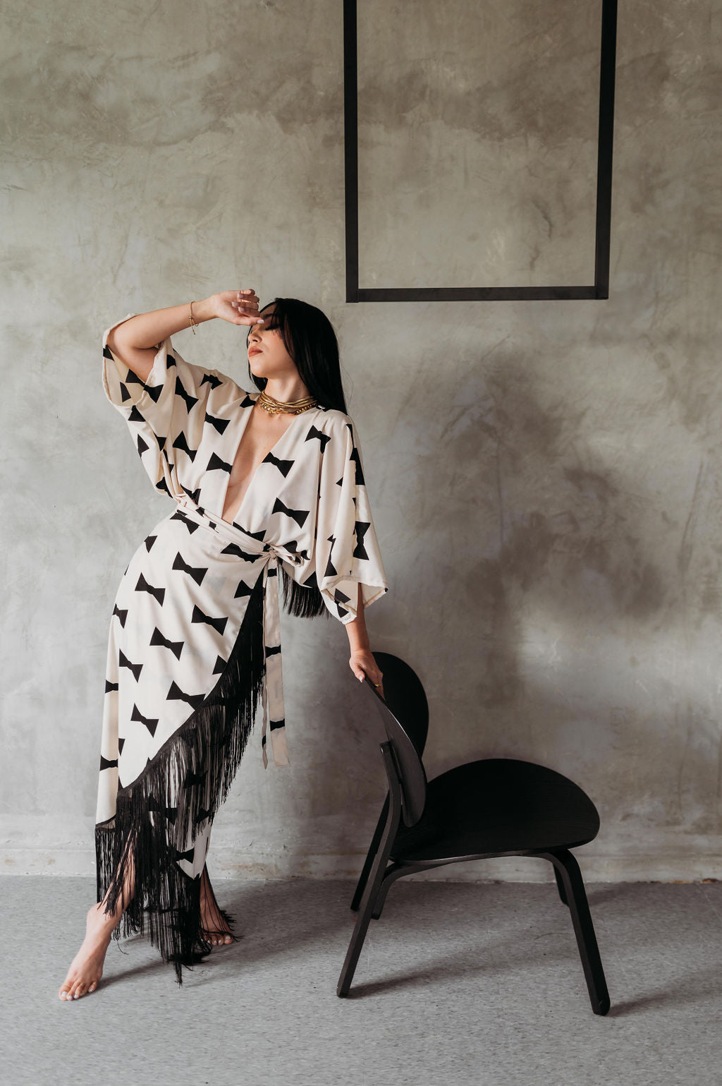 TIES BLACK FRINGE SET